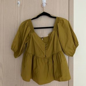 Free People Green Baby Doll Peplum Top